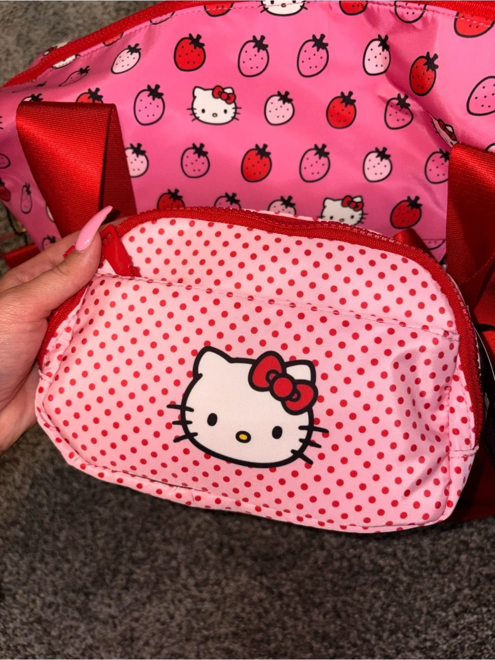 Hello Kitty Duffle Bag with Strawberry Print